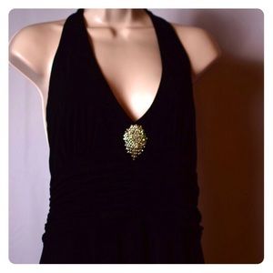 Black formal or cocktail dress rhinestone accent